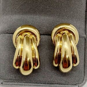 14k puffy yellow gold drop earrings